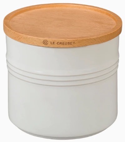 Le Creuset White 1.5 Quart Canister with Wooden Lid