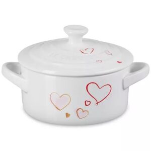 Le Creuset Stoneware Classic Round Mon Coneur Hearts Mini Cocotte, 8 oz.