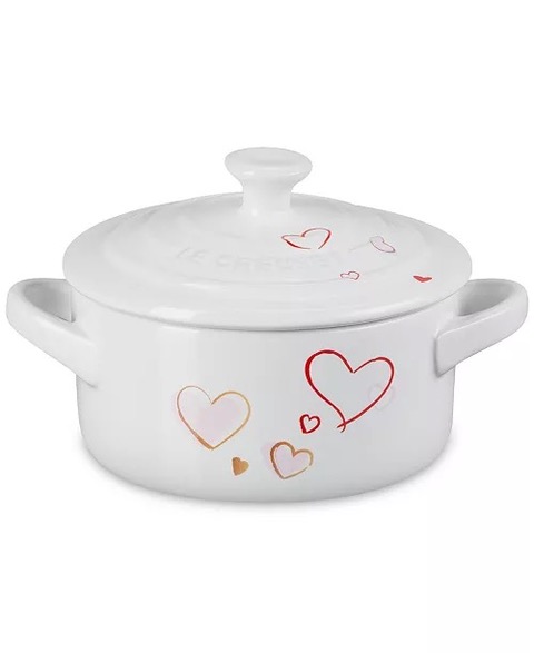 Le Creuset Stoneware Classic Round Mon Coneur Hearts Mini Cocotte, 8 oz.
