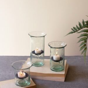 Set of 3 Recycled Glass Votive Cylinders